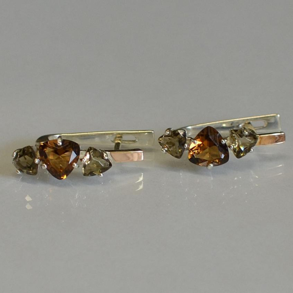 Сережки срібні з золотими накладками (пластинами)