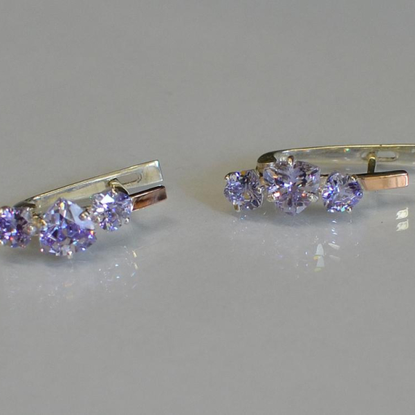 Сережки срібні з золотими накладками (пластинами)