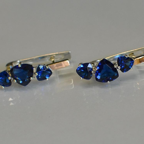 Сережки срібні з золотими накладками (пластинами)