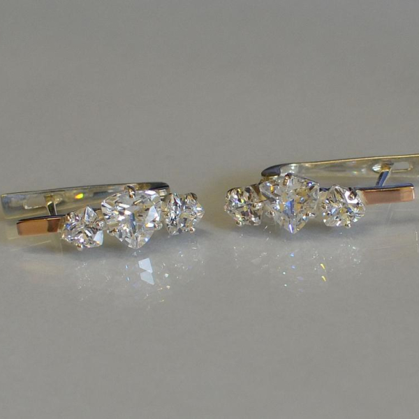 Сережки срібні з золотими накладками (пластинами)