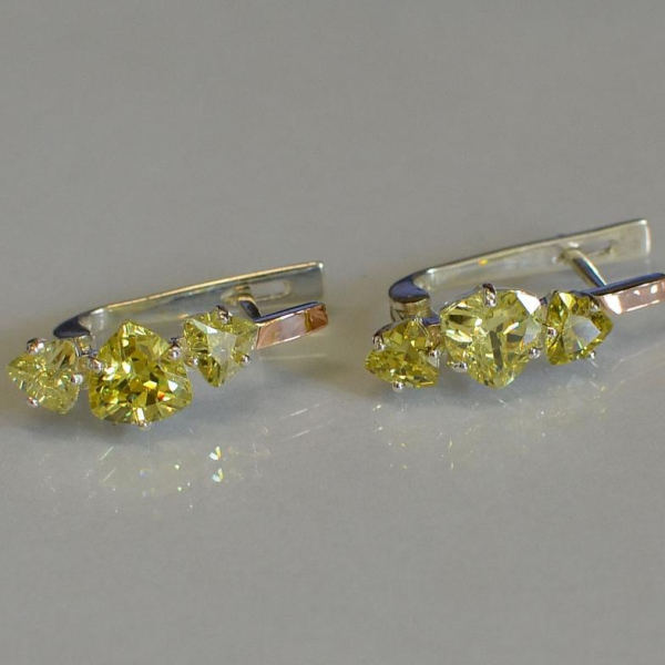 Сережки срібні з золотими накладками (пластинами)