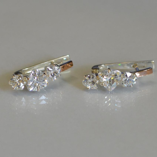 Сережки срібні з золотими накладками (пластинами)