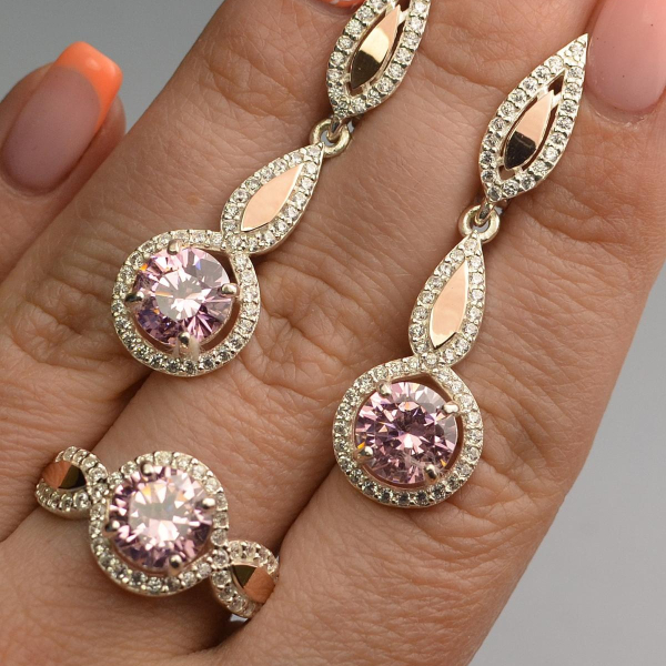 Серебряный комплект с золотыми пластинками