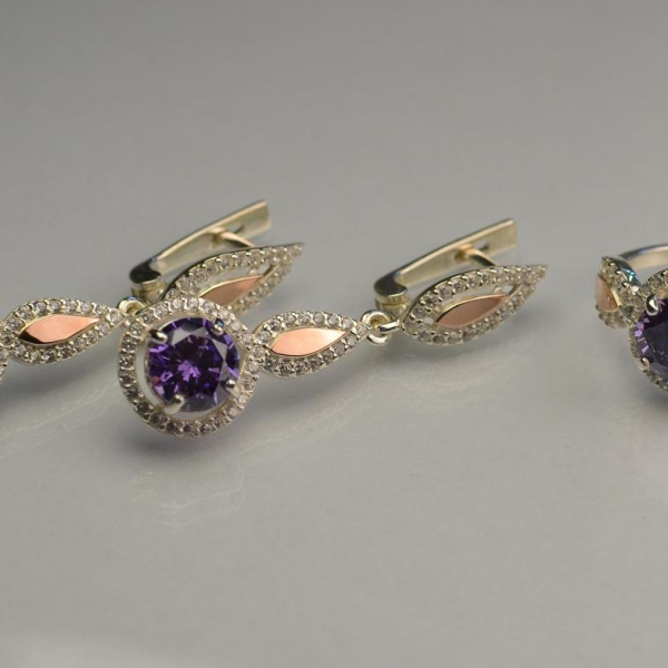 Серебряный комплект с золотыми пластинками