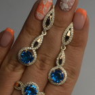 Серебряный комплект с золотыми пластинками