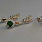 Серебряный комплект с золотыми пластинками