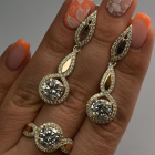 Серебряный комплект с золотыми пластинками