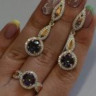 Серебряный комплект с золотыми пластинками