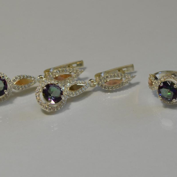 Серебряный комплект с золотыми пластинками