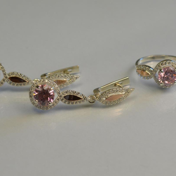 Серебряный комплект с золотыми пластинками