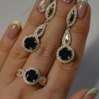 Серебряный комплект с золотыми пластинками