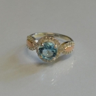 Серебряное кольцо с золотыми пластинками