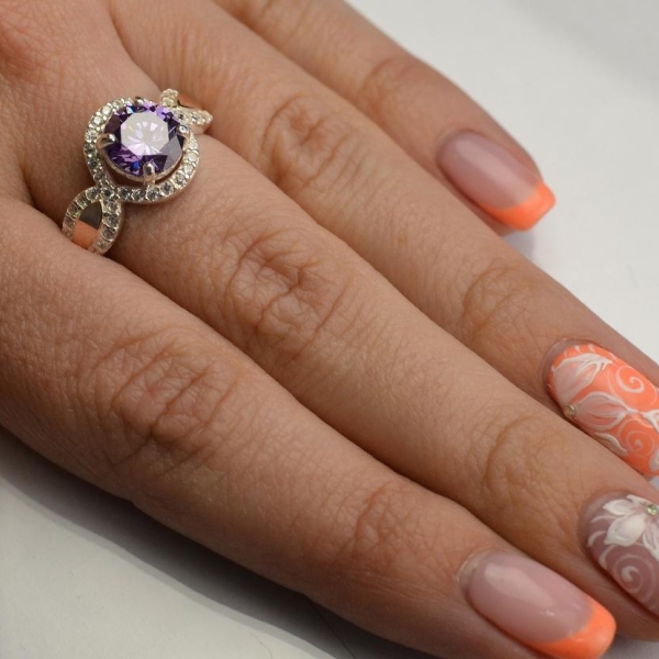 Серебряное кольцо с золотыми пластинками