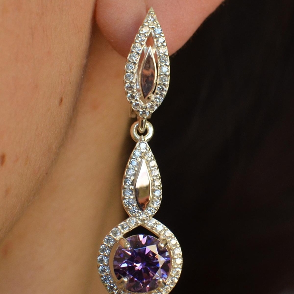 Срібні сережки з золотими пластинками