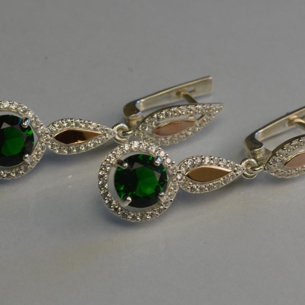 Срібні сережки з золотими пластинками