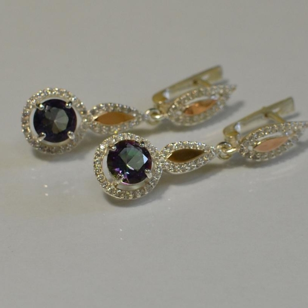 Срібні сережки з золотими пластинками