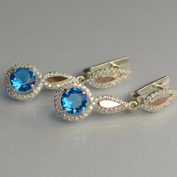 Срібні сережки з золотими пластинками