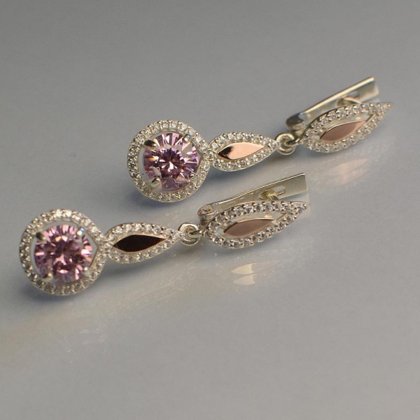 Срібні сережки з золотими пластинками