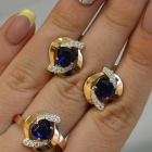 Серебряный набор кольцо и серьги