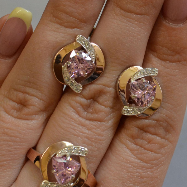 Серебряный набор кольцо и серьги