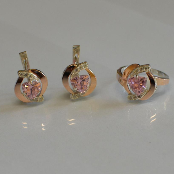 Серебряный набор кольцо и серьги