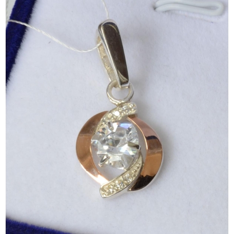 Серебряная подвеска с золотими вставками