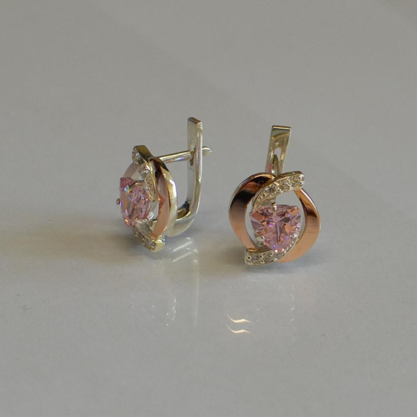 Срібні сережки з накладками золота