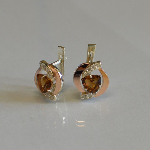 Срібні сережки з накладками золота