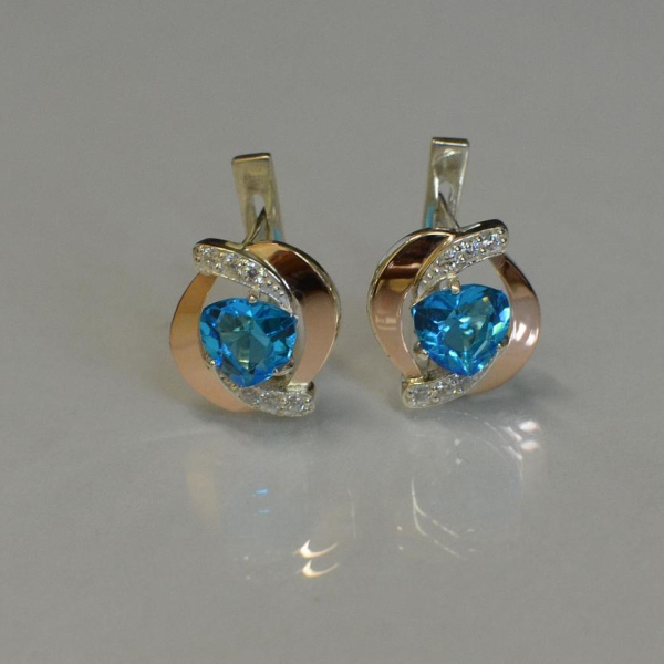 Срібні сережки з накладками золота