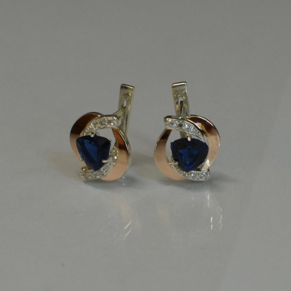 Срібні сережки з накладками золота