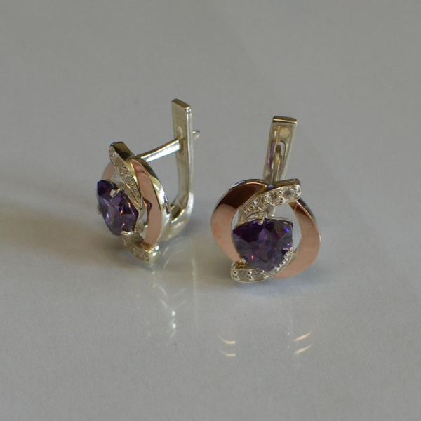 Срібні сережки з накладками золота