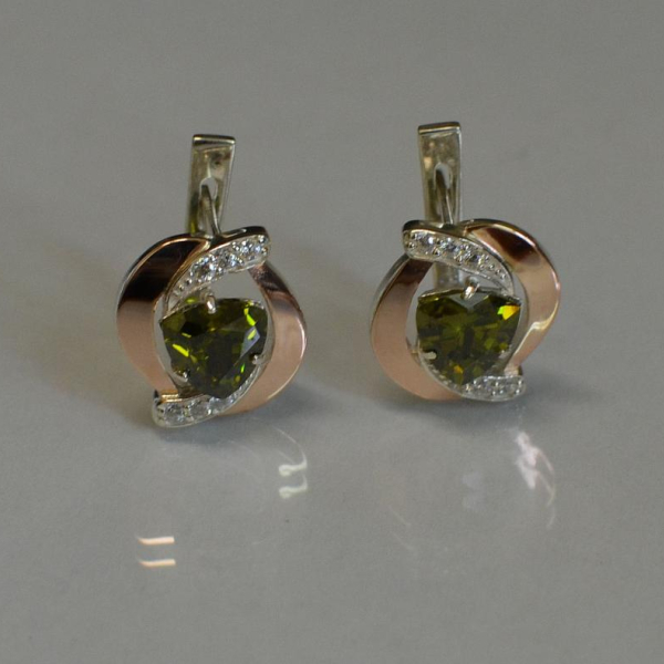 Срібні сережки з накладками золота