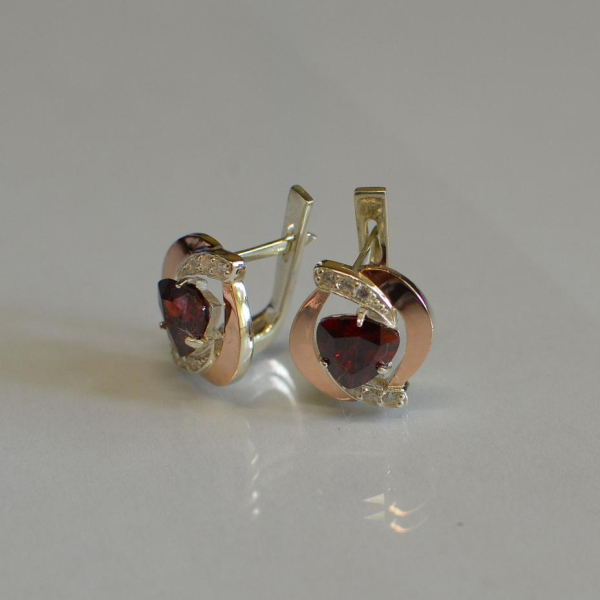 Срібні сережки з накладками золота