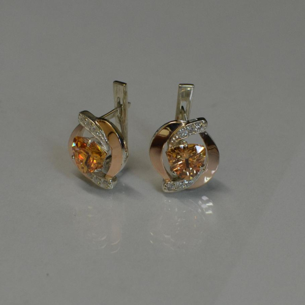 Срібні сережки з накладками золота