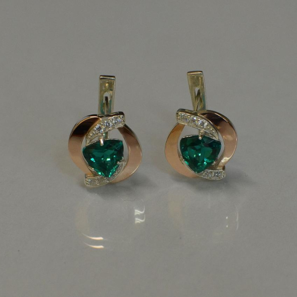 Срібні сережки з накладками золота