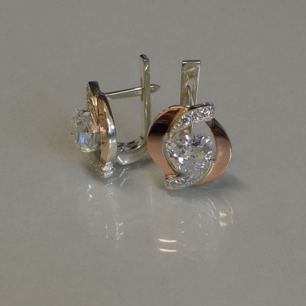 Срібні сережки з накладками золота