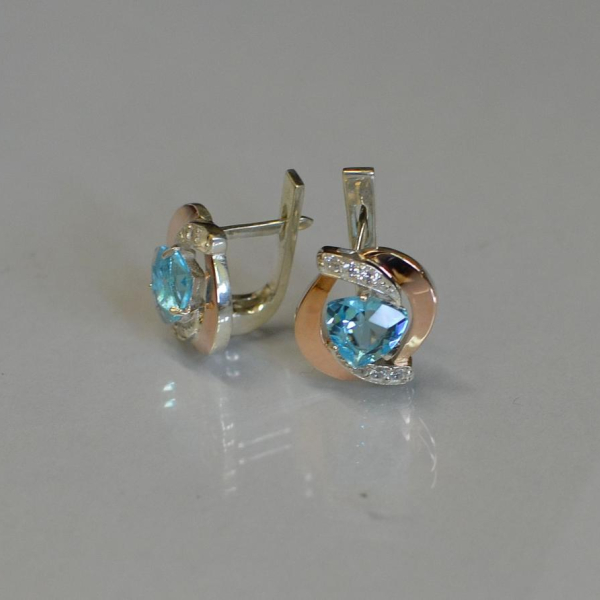 Срібні сережки з накладками золота