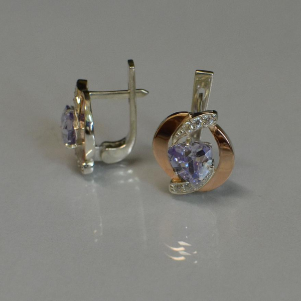 Срібні сережки з накладками золота