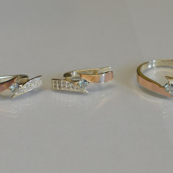 Срібний набір з накладками золота