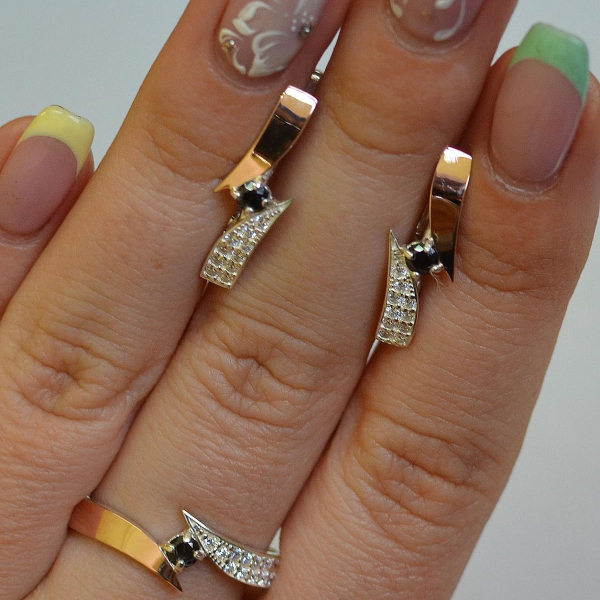 Срібний набір з накладками золота