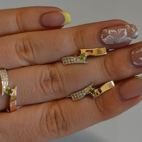 Срібний набір з накладками золота