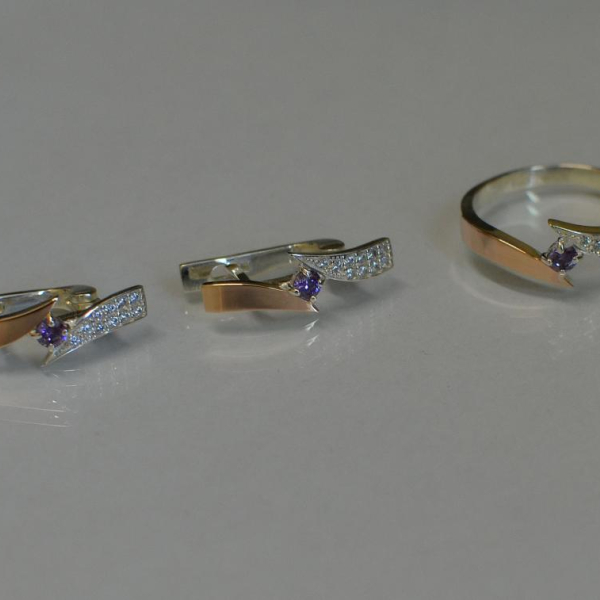 Срібний набір з накладками золота