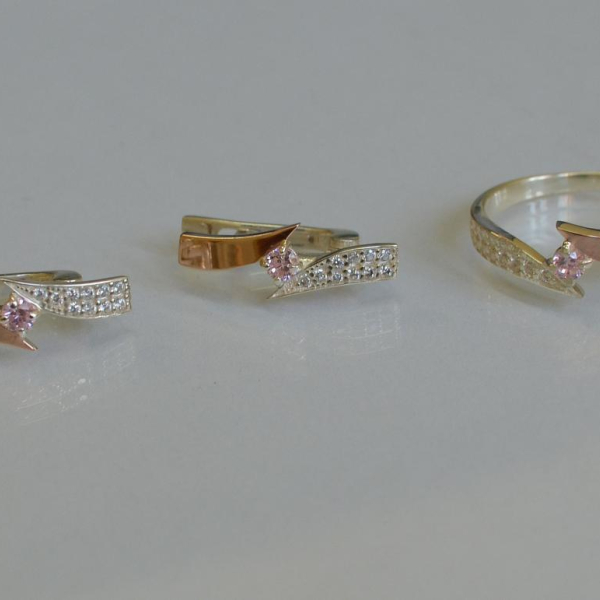 Срібний набір з накладками золота