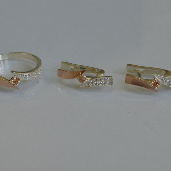 Срібний набір з накладками золота