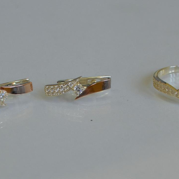 Срібний набір з накладками золота