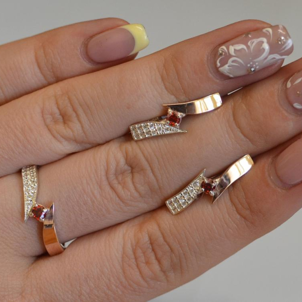 Срібний набір з накладками золота