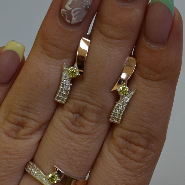 Срібний набір з накладками золота