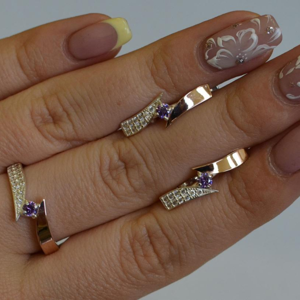 Срібний набір з накладками золота