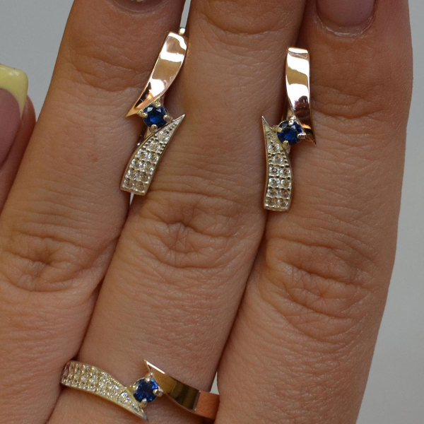 Срібний набір з накладками золота