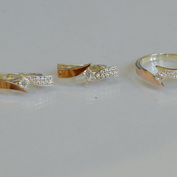 Срібний набір з накладками золота